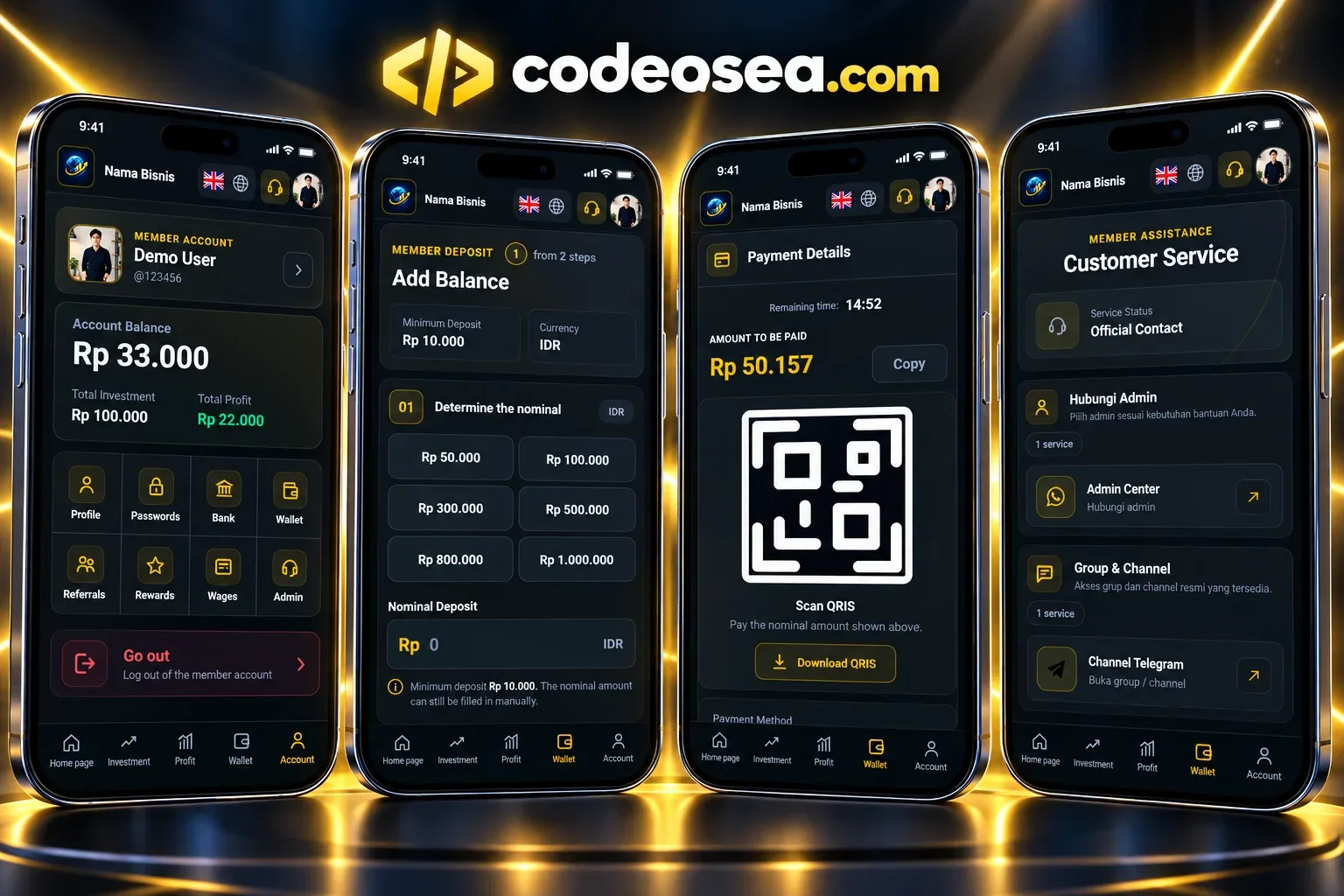 Screenshot 2 Demosea1 Investment Website