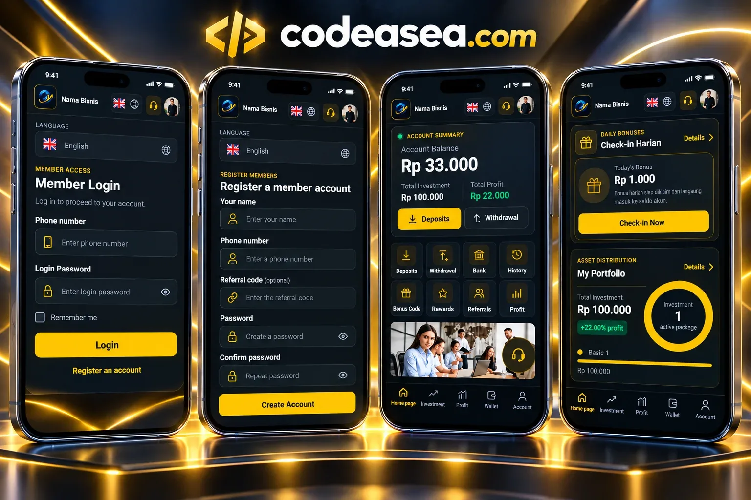 Screenshot 1 Demosea1 Investment Website